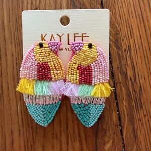 Multicolor Beaded Parrot Earrings